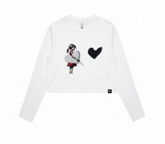 I'm Cut Out for Love LS Crop T White