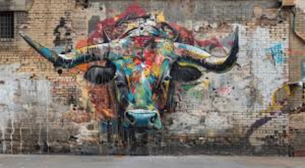 Painted Bull Crop T BLACK