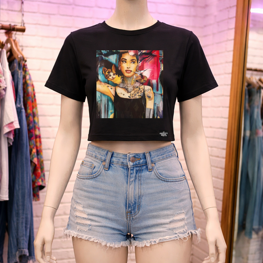 Static Siren Crop T Black