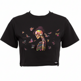 Butterfly Bones Crop T Black
