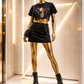 Butterfly Bones Crop T Black