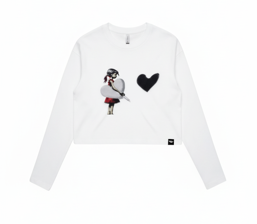I'm Cut Out for Love LS Crop T White