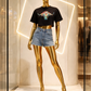 Painted Bull Crop T BLACK