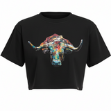 Painted Bull Crop T BLACK