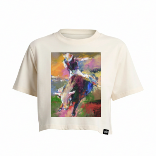 Painted Cowboy Crop T Cream