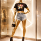 Static Siren Crop T Black